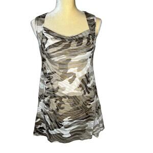 Lior Paris Camo Sleeveless Top Blouse EUC Lagenlook Size Medium